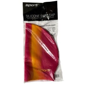 NEW* Sporti Silicone Swim Cap Pink and Orange